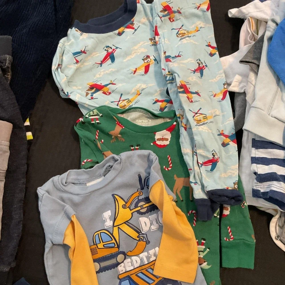 Mixed Brands 26pc Clothes Lot Boys 18M Multicolor Tops Pants Pajamas Shorts
